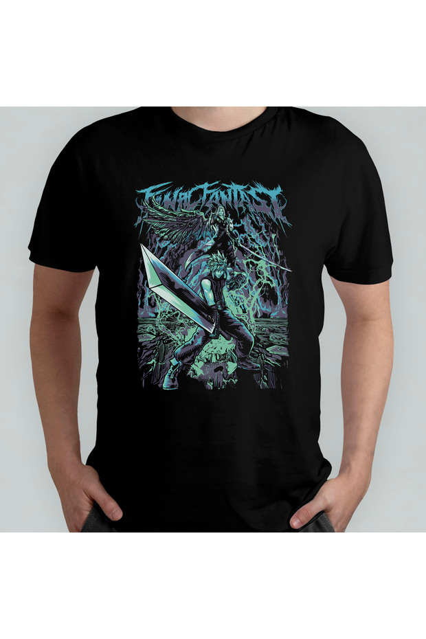 Final Fantasy Vii Cloud Unisex 100% Cotton Crew Neck T-Shirt Model 2