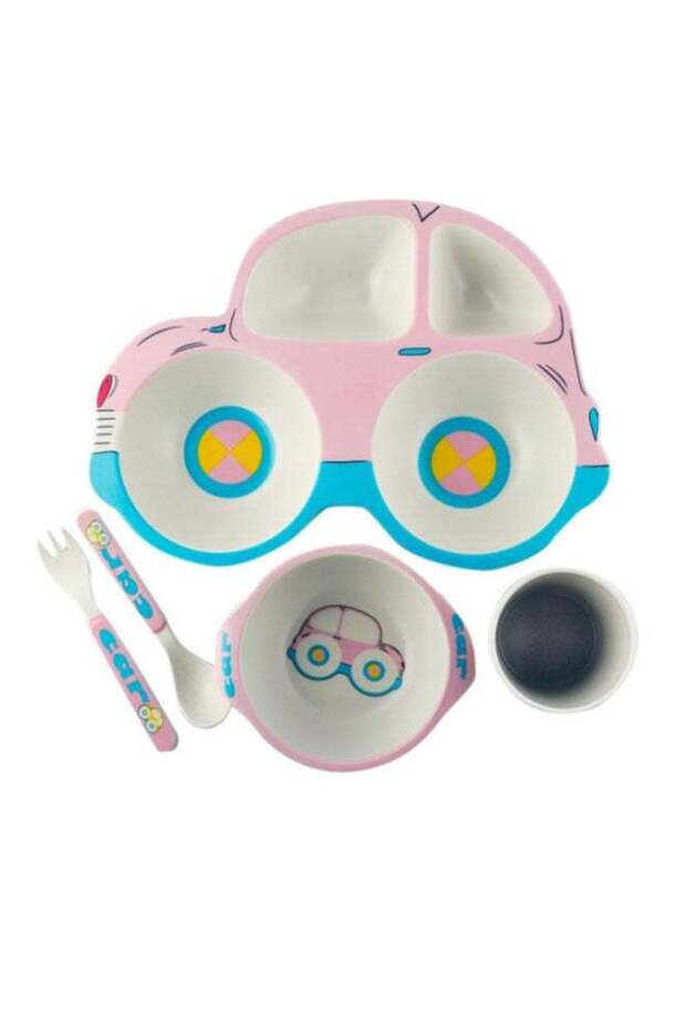 5-Piece Dinnerware Set White/Pink/Green