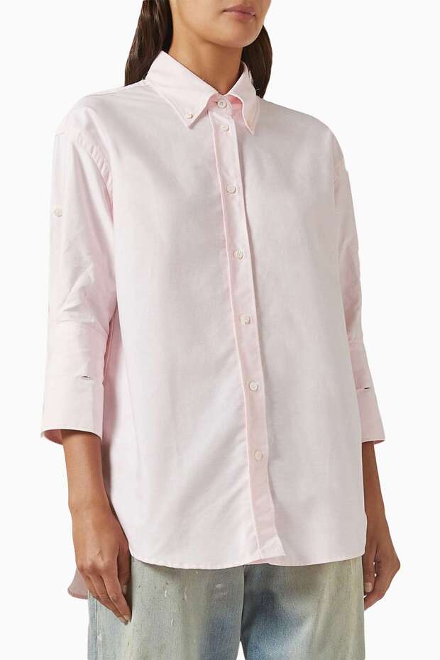 Cotton Button-Up Shirt - Pink - 100% Cotton - Comfortable and Stylish Design