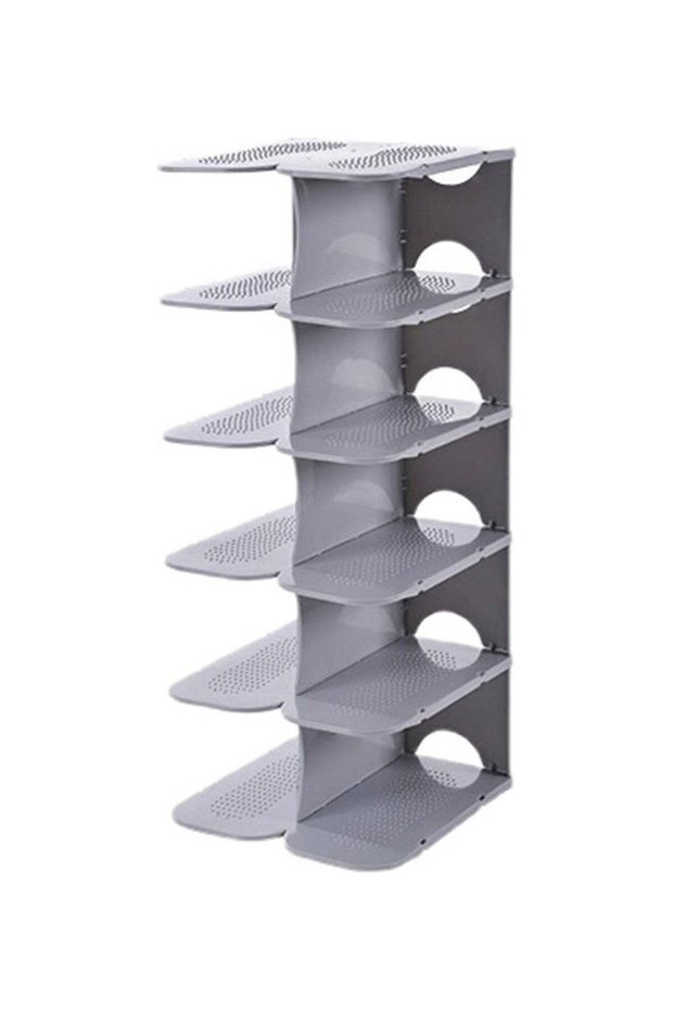 Multi Steps Adjustable Plastic Shoe Organizer Rack Blue 26.3x24x66cm