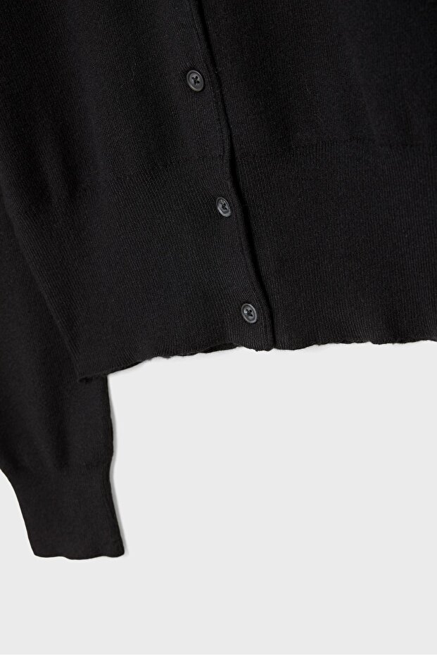 Düğmeli Triko Hırka - 8