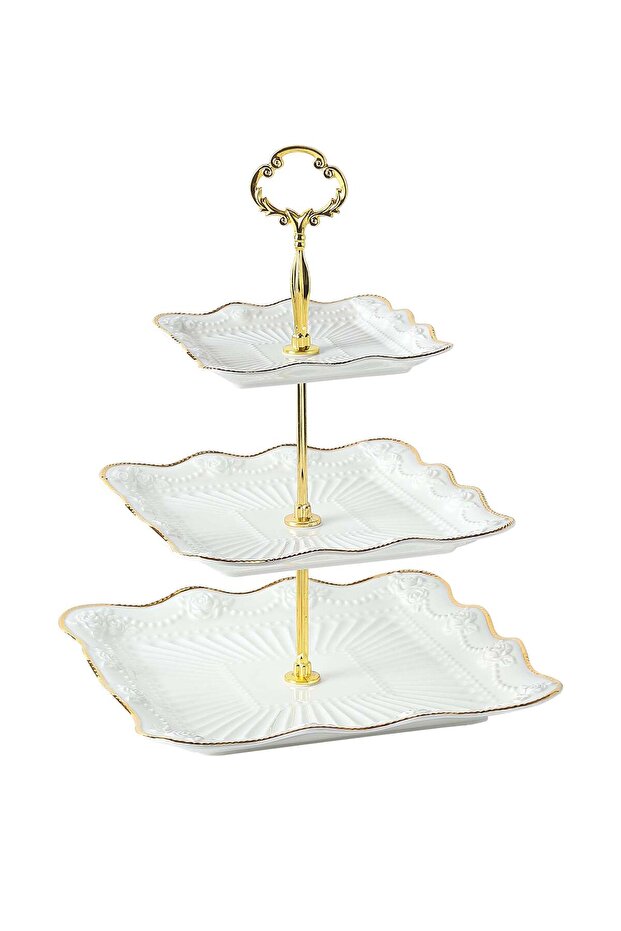 Life Smile 3-tier Cake Stand ,Kitchen Countertop Storage Vegetable Basket Stand - Large Fruit Bowl,