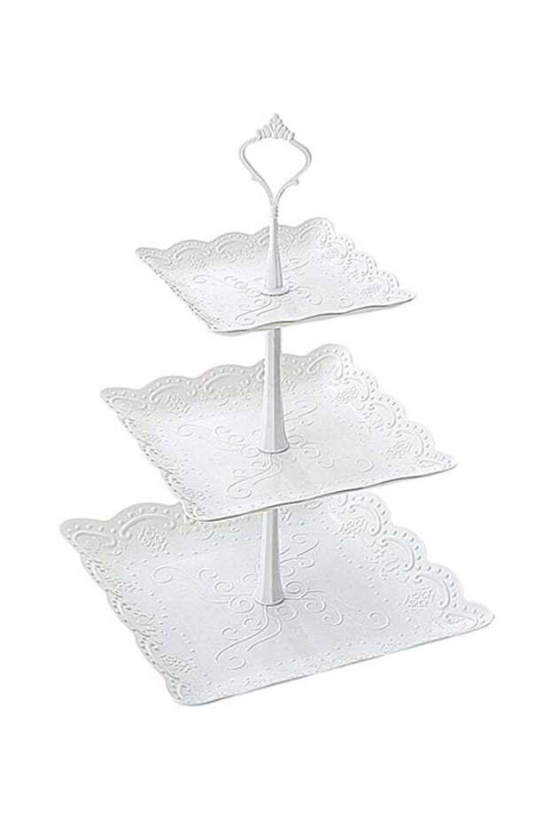 3-Layer Snack Tray White