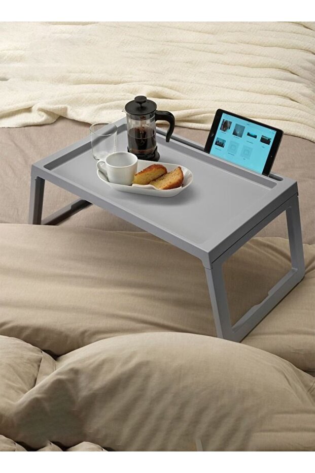 Foldable Bed Table Desk Tray Grey