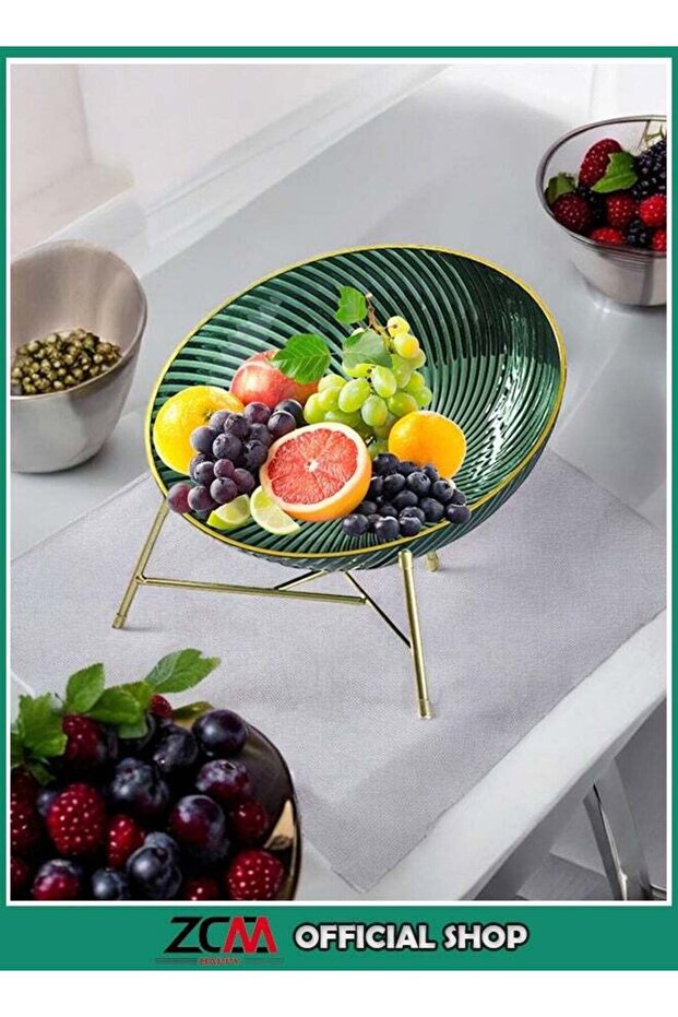 Gold-Edged Fruits and Snacks Tray for Living Room Coffee Table and Office Display