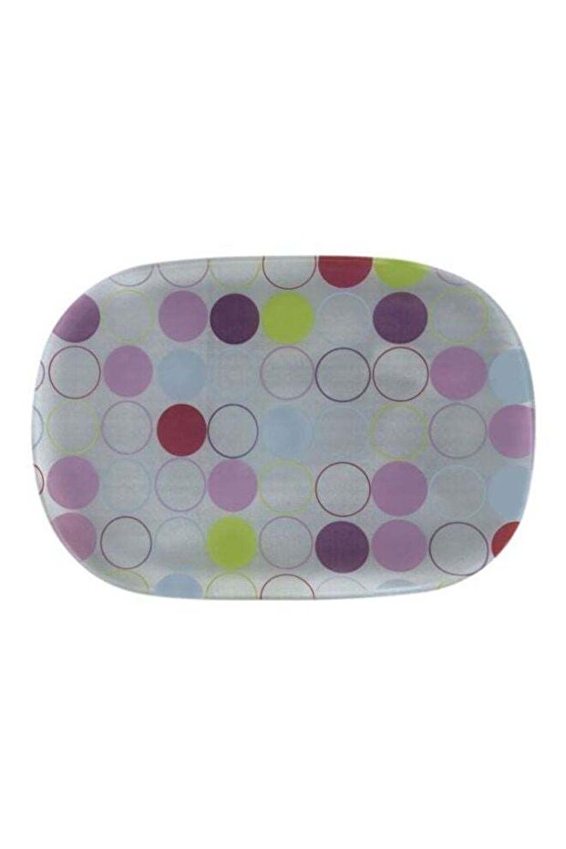 Printed Rectangular Platter White/Purple/Blue 33cm