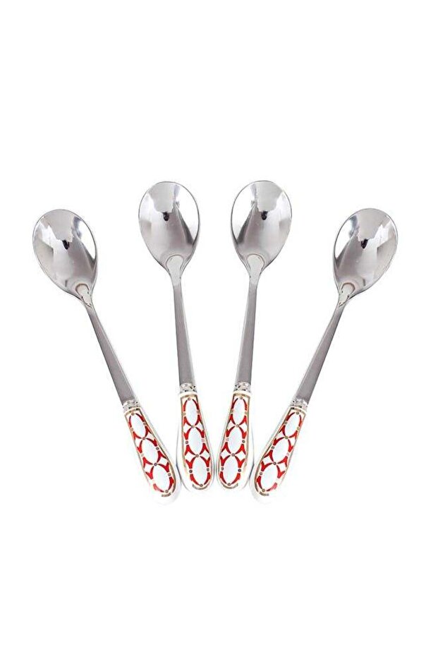 4-Piece Coffee And Tea Spoon With Handle Silver 13.2x2.3x1cm