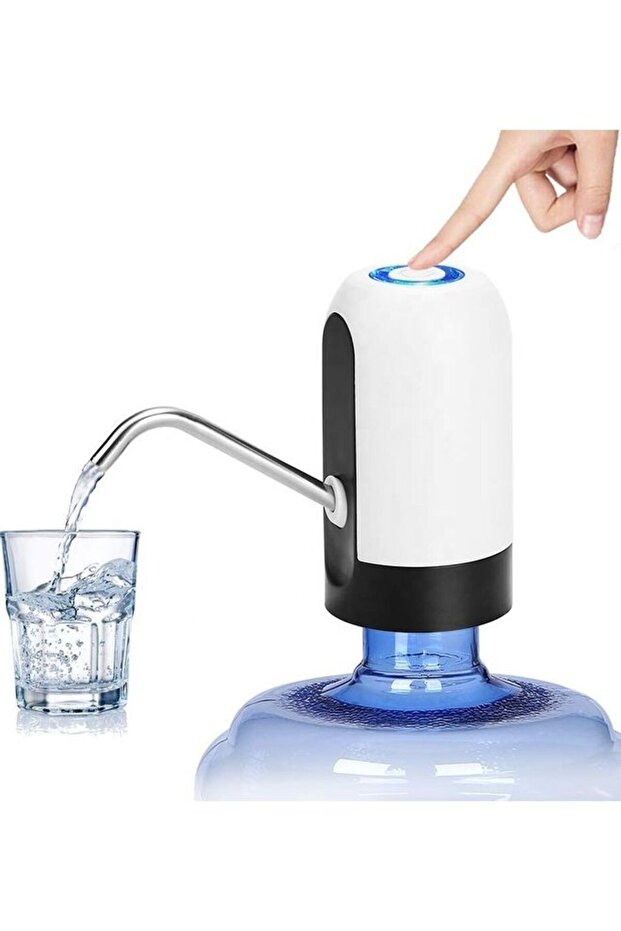 Portable USB Charging Electric Pumping Automatic Water Dispenser White/Black 7x12x7cm