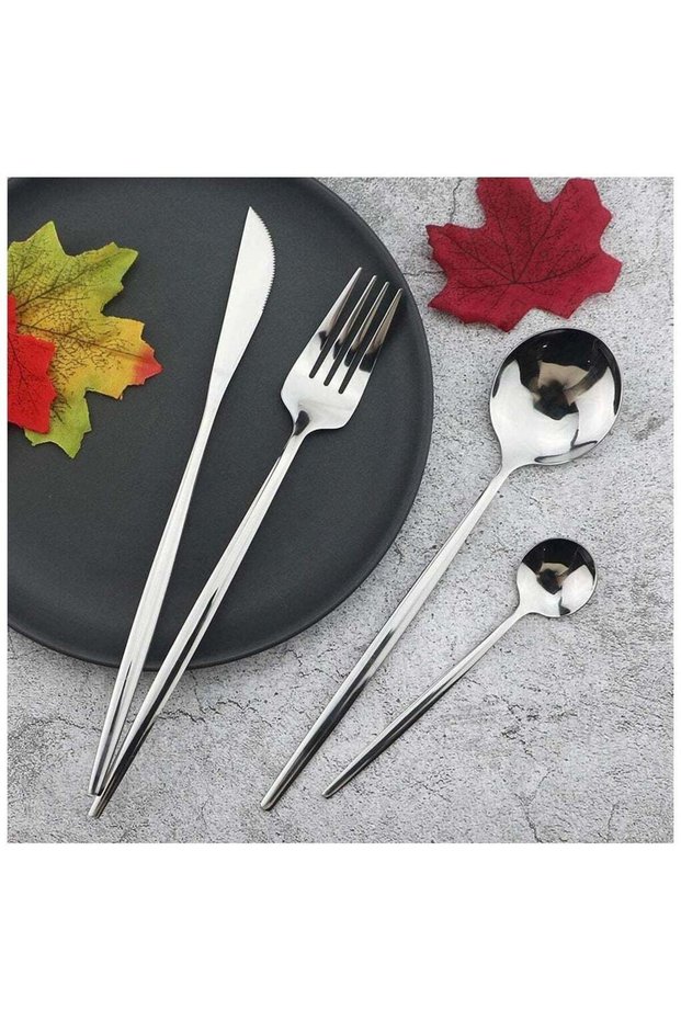 Avrini 24 piece Cutlery Set, 304 Stainless Steel Fork Spoon Knife Dining, Dinnerware, Flatware Set, Silverware, Tableware Set, Gift Box Set. (Silver)