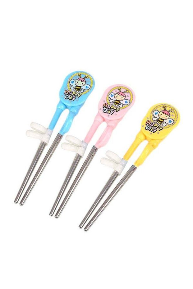 Pair Of 3 Stainless-Steel Chopsticks Multicolour