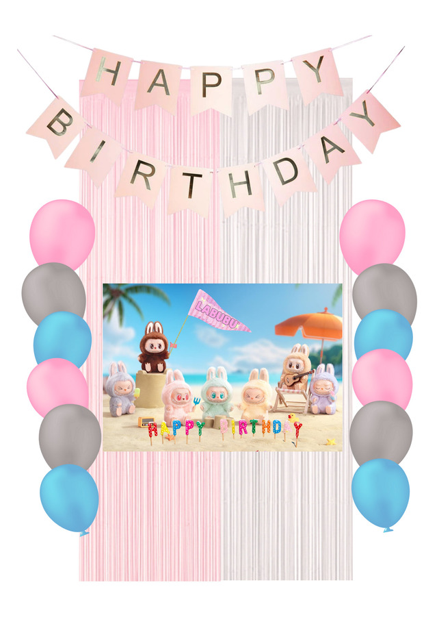 Labubu Birthday Party Supplies Ornaments Mixxi Set Flag