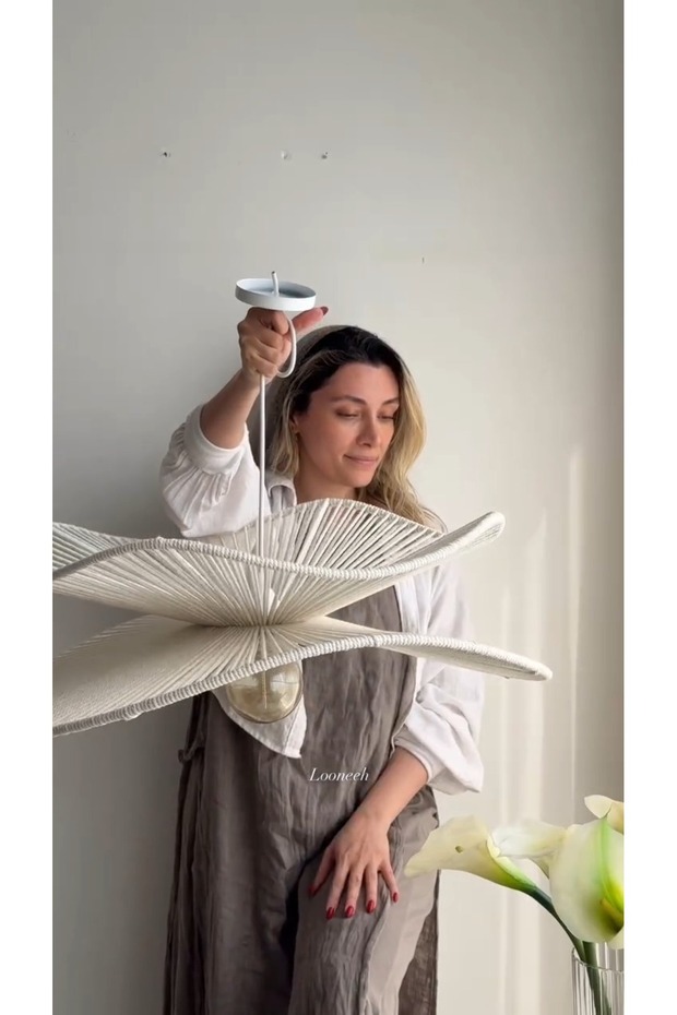 Rustik Tarz Bohem avize Makrome avize Salon avize Yatak Odası Avize Rattan Avize - 7