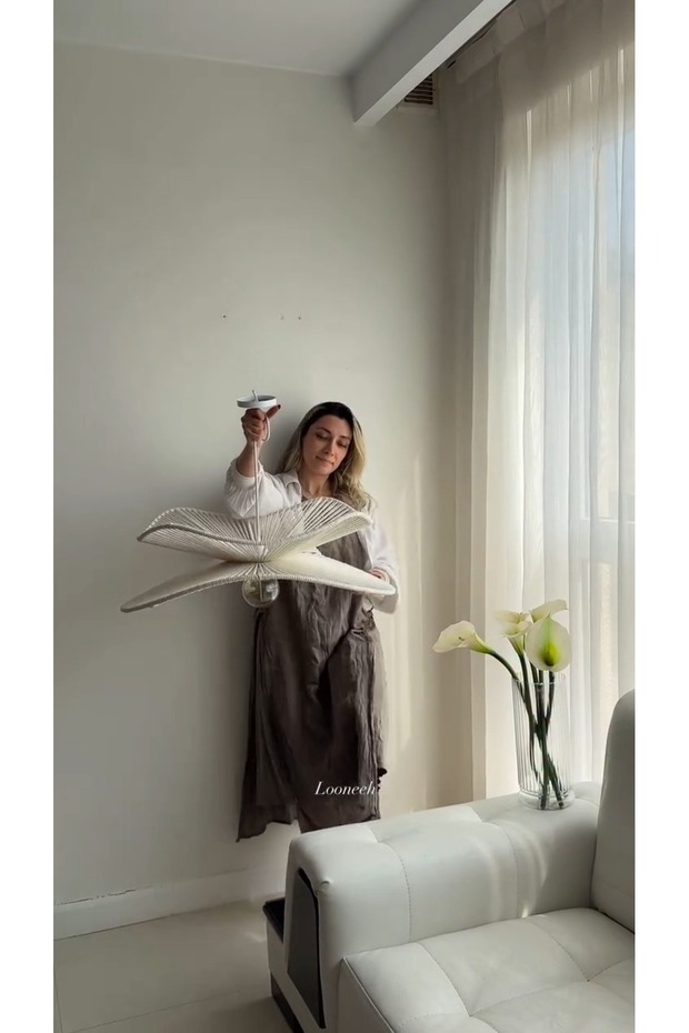 Rustik Tarz Bohem avize Makrome avize Salon avize Yatak Odası Avize Rattan Avize - 5