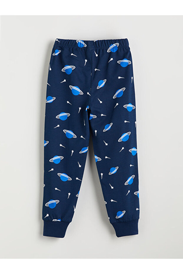 Lacivert Bisiklet Yaka Erkek Çocuk Pijama Takımı - 5