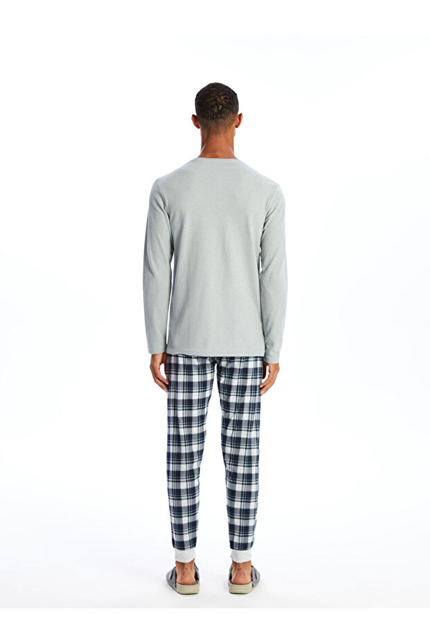 Mavi Standart Kalıp Erkek Pijama Takımı - 8