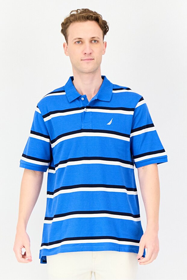 Men Regular Fit Short Sleeve Stripe Polo Shirts, Multicolor