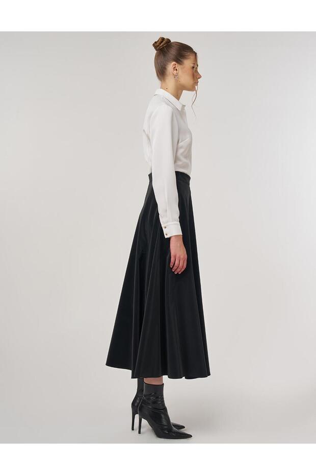 Parça Dikişli Çan Etek Siyah - 5