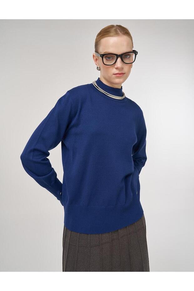 Basic Viskon Triko Kazak İndigo - 2