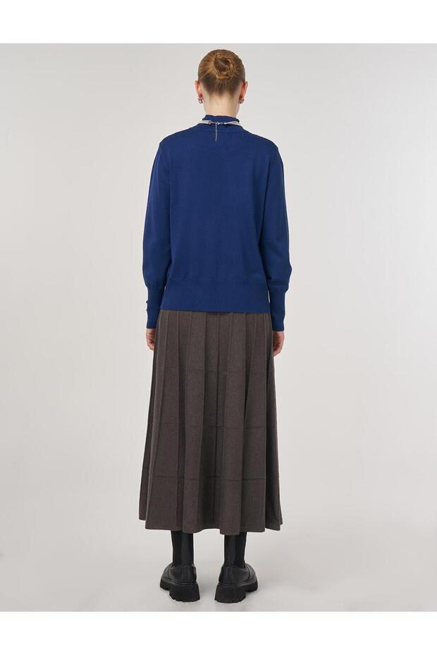 Basic Viskon Triko Kazak İndigo - 6