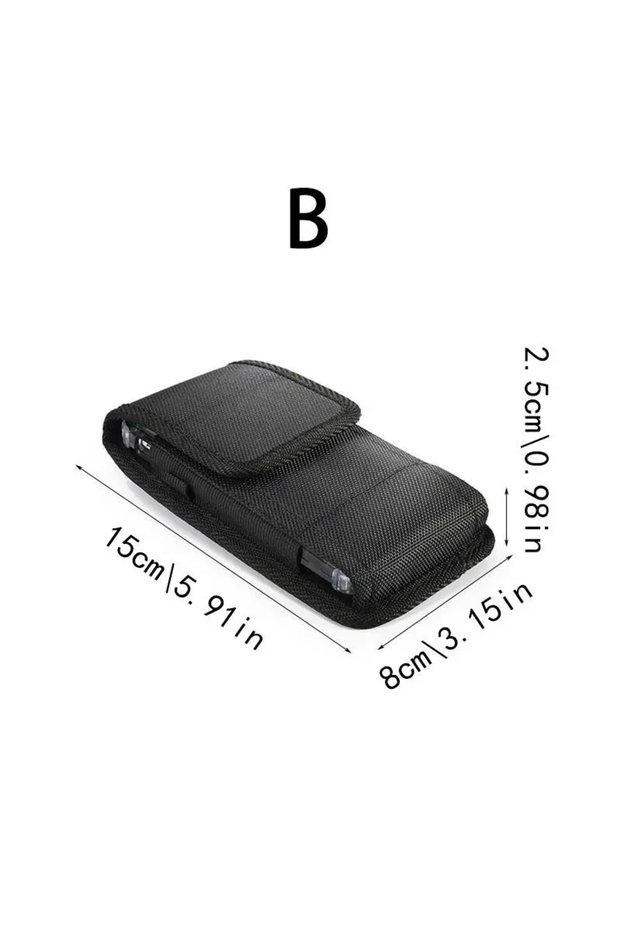 L Mobile Phone Nylon Pouch Universal Cell Phone Belt Clip Carrying Holster Case Waist Bag Black Out.