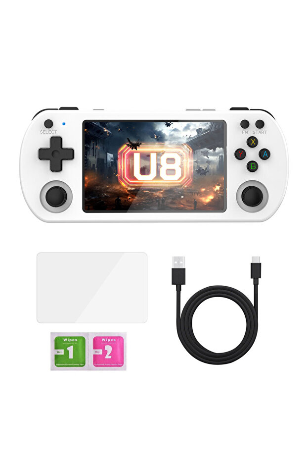 White 128GB U8 Retro Handheld Video Game Console Linux System 4.0 Inch IPS Screen R36s Pro Portable - 1