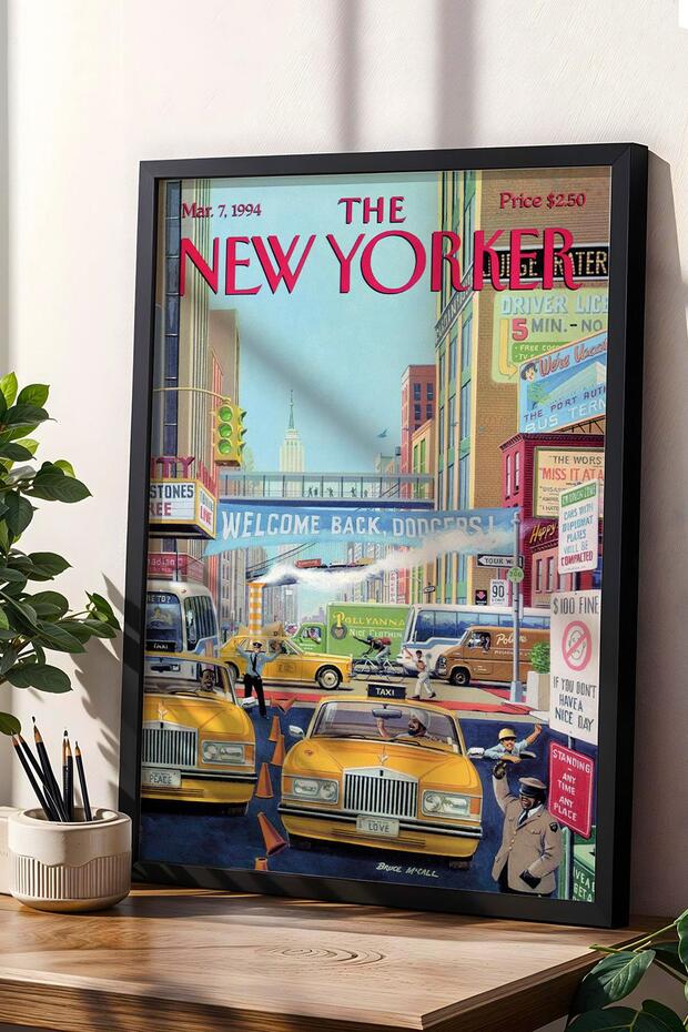 The New Yorker Çerçeveli Tablo March 7 1994 - Mark Ulriksen Welcome Back Hoş Geldin Tablosu - 1
