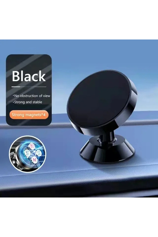 Black-Rotate Magnetic Phone Car Holder Stand Universal Magnetic Mount Bracket Stick on Car Dashboard