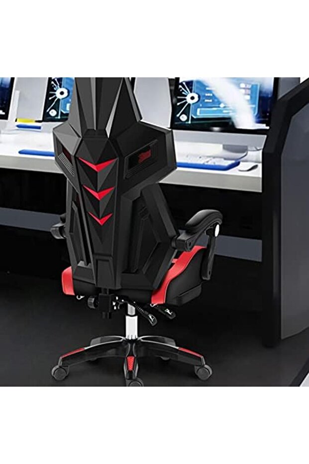 كرسي ألعاب، كرسي مكتب متكئ من النايلون على طراز السباق مع مسند للرأس ودعم أسفل الظهر، ارتفاع قابل للتعديل