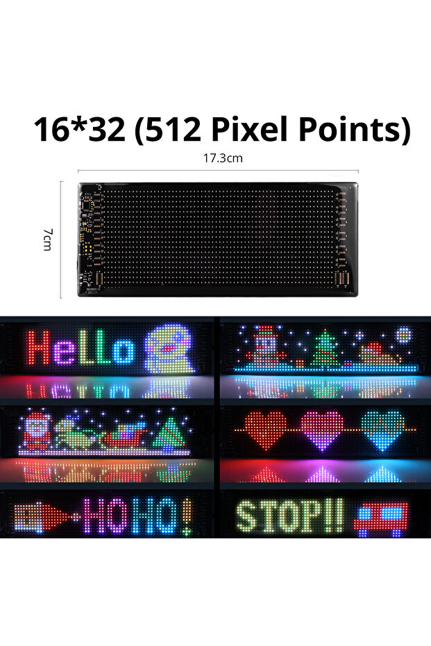 16x32 LEDs 7x17CM Smart Bluetooth LED Display Screens RGB LED Module Sign Matrix Pixel LED Panel Scr - 1