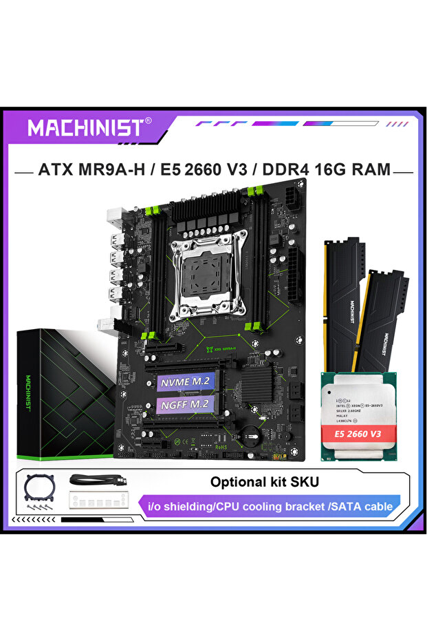 cpu MACHINIST X99 Motherboard combo optional Xeon E5 2660 V3 LGA 2011-3 CPU and DDR4 16GB RAM Kit Du - 1