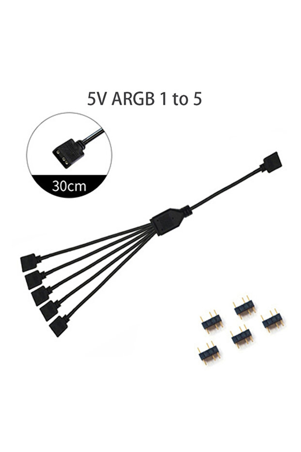30cm 5V-1to5 LDPCSJ Sync Motherboard Cable 4PIN 12V RGB 3PIN 5V ARGB 1 to 2/1 to 3/1 to 4/1to 5 Exte