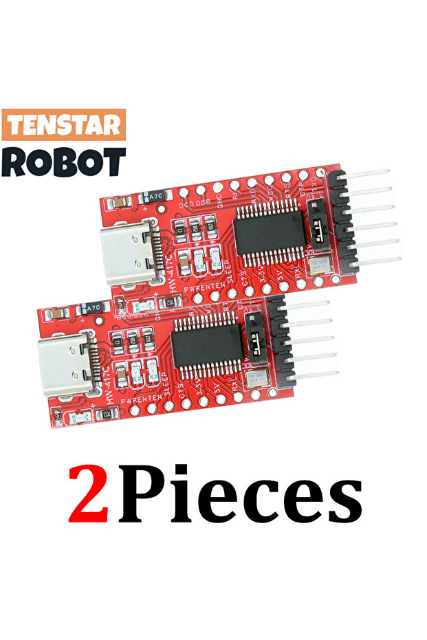 قطعتان من وحدة FT232 من TENSTAR قطعتان من وحدة محول تسلسلي FT232RL من النوع C USB 3.3 فولت 5.5 فولت إلى TTL FT232 USB T