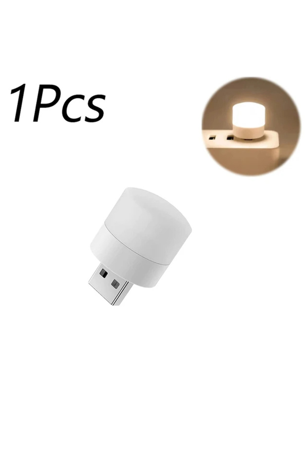 1 قطعة دافئة 1/10 قطع مصباح ليلي صغير USB دافئ أبيض لحماية العين ضوء قراءة الكتب قابس USB كمبيوتر - 1