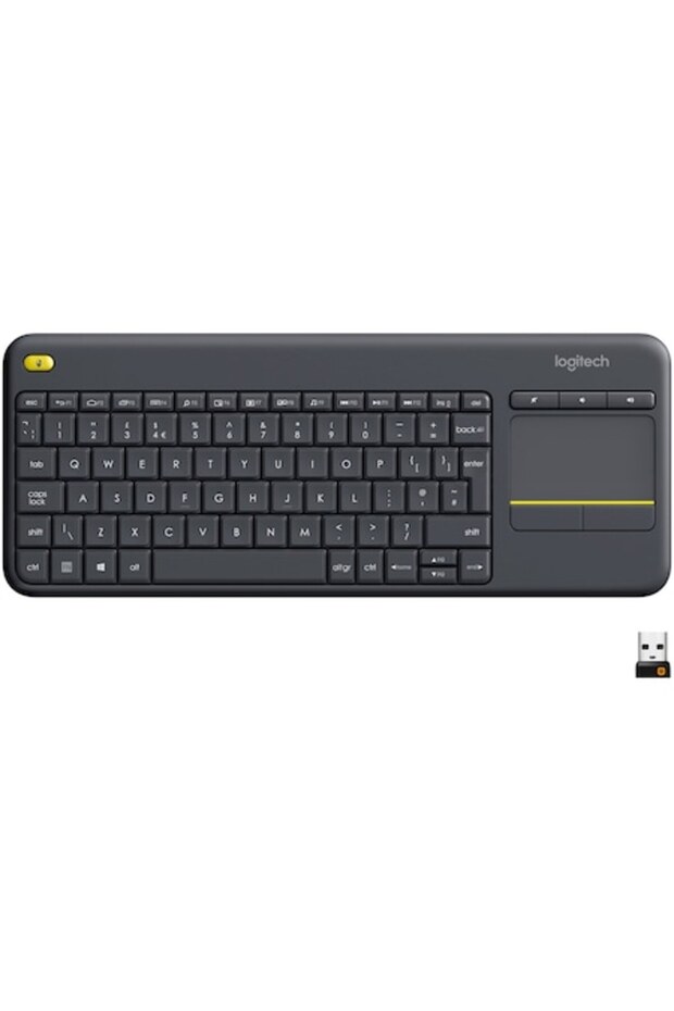 K400 Plus Wireless Keyboard (Dark) - Touchpad, USB, Black