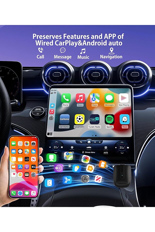 Wireless CarPlay Adapter for IOS CarPlay and Android Auto - 3