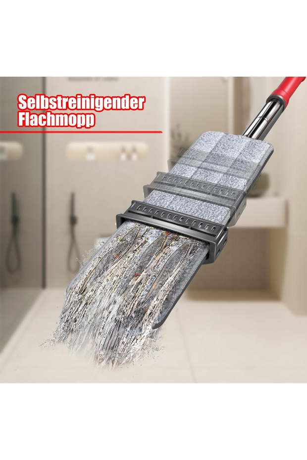 Mop with drain function, 36 cm base, 130-147 cm extendable handle, 6 refills - 3