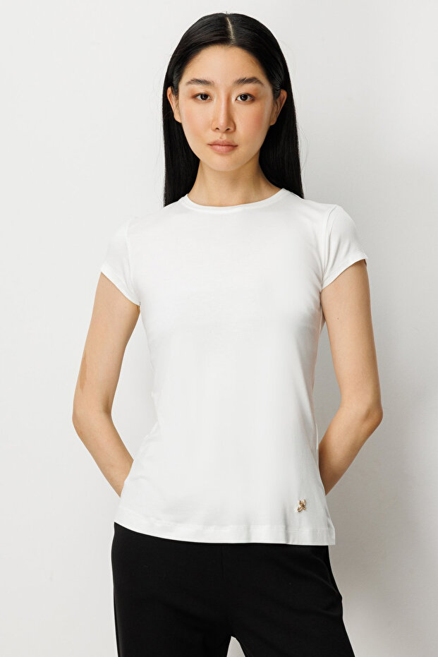 Zero Neck Moon Sleeve Basic Blouse - 1