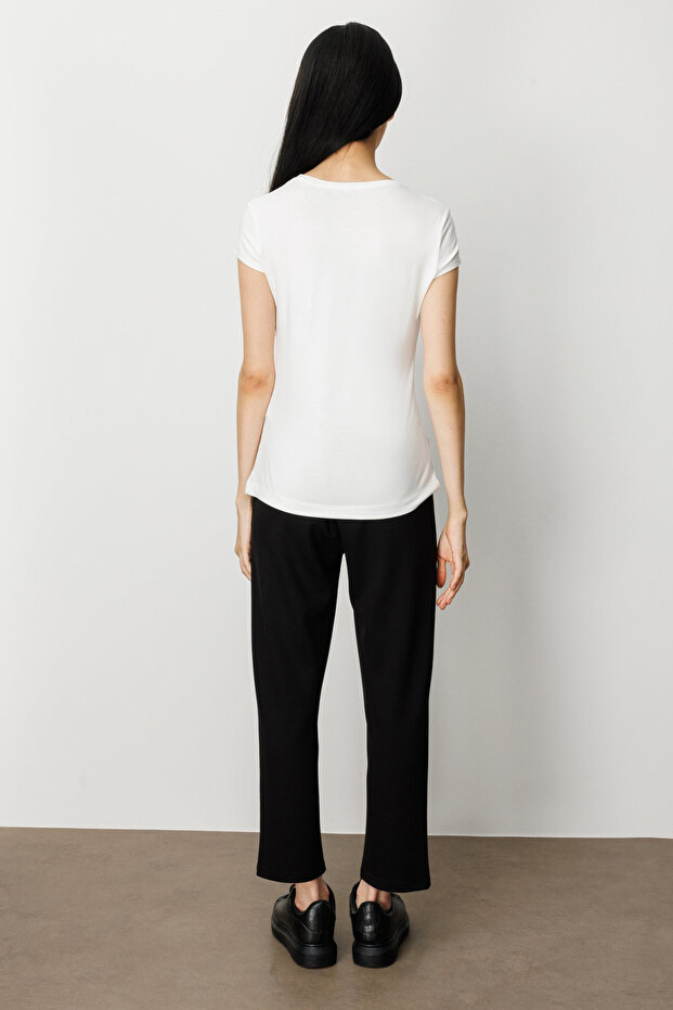 Zero Neck Moon Sleeve Basic Blouse - 4