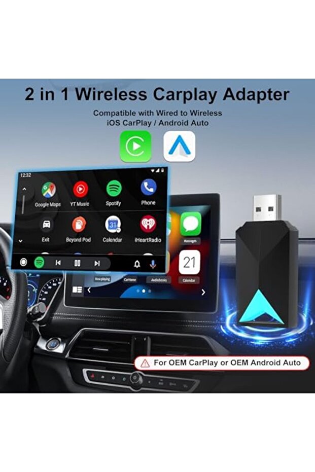 Wireless CarPlay Adapter for OEM Wired Carplay/android Auto to Wireless Connection - 4