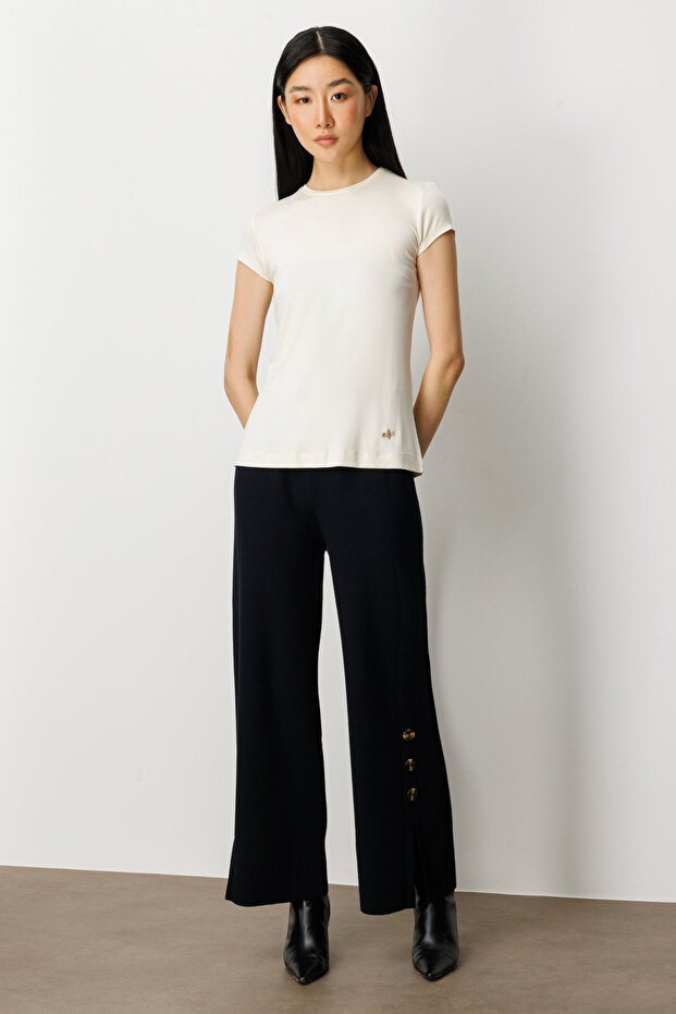 Блуза с ръкав без яка Basic Bluz - 4