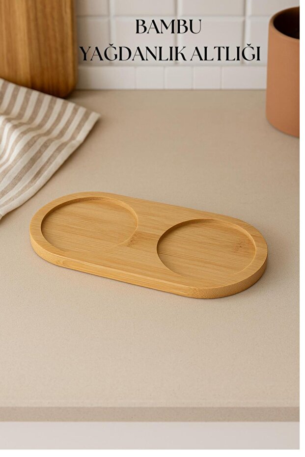 Bamboo Oil Pot Base Double Slot 9X19 cm
