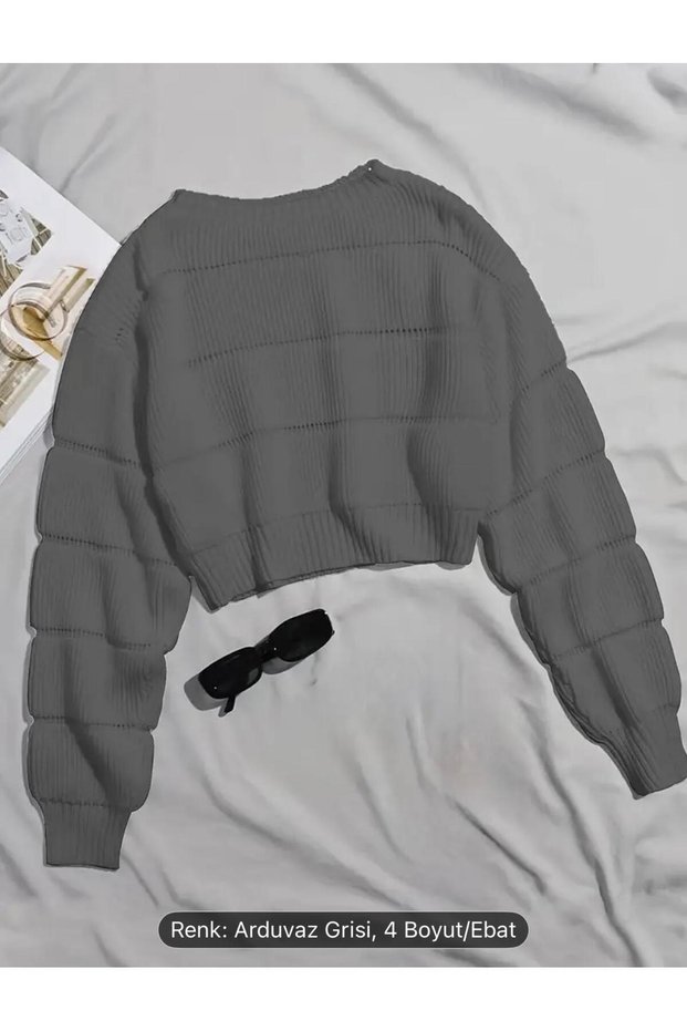 Dgn's Self Zero Collar Relief Balloon Collar Looking Women's Knitwear Sweater