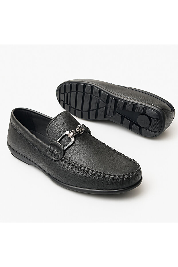 Gre0189 Genuine Soft Leather Saddler Top Quality Foldable Mythological Buckle Loafer Shoes