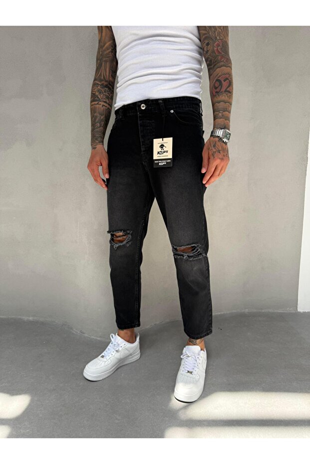 Smoked Grinding Knee Ripped Boyfriend Jean