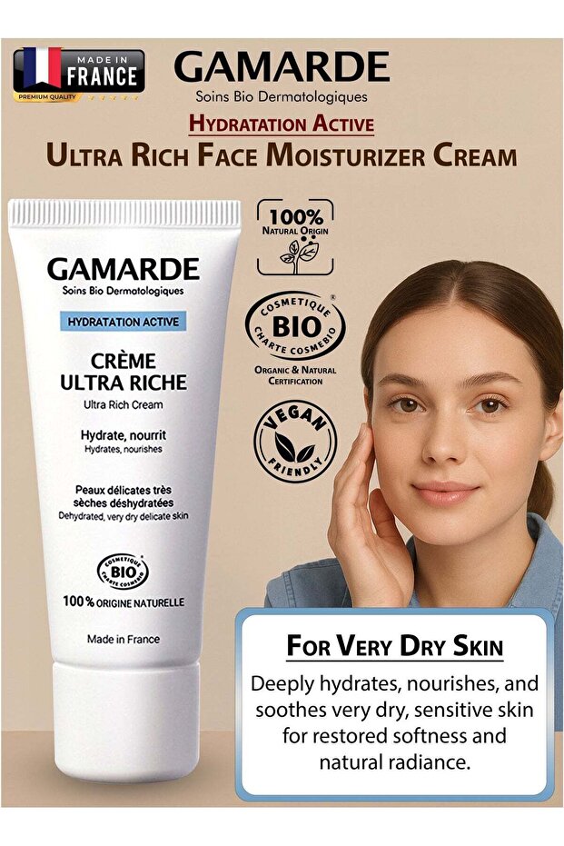 Ultra Rich Organic Face Cream with Plant-Based Hyaluronic Acid & Shea Butter