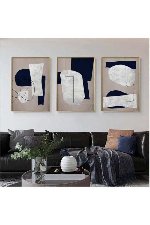 Abstract Geometric Color Block Wall Art Set of 3 (30x40 cm) Unframed