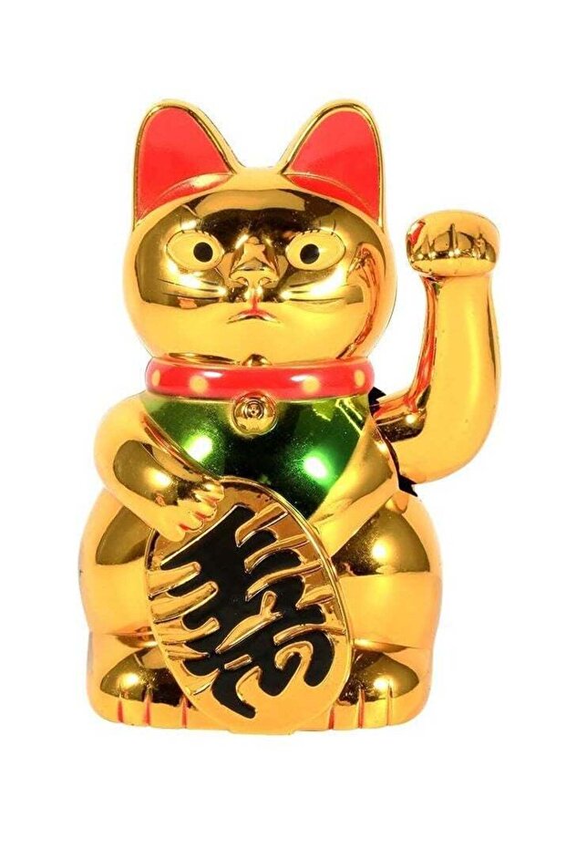 Lucky Cat, Waving Arm Golden Lucky Fortune Cat for Prosperity Decoration