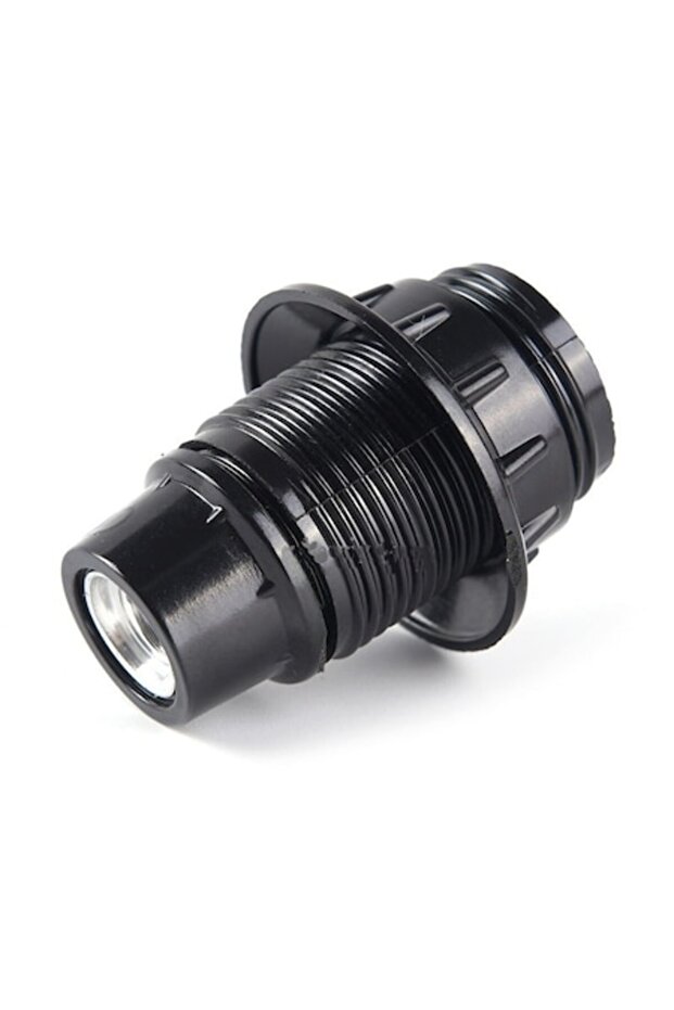 Bulb Socket, E14, Plastic with Skirt, Black - 1