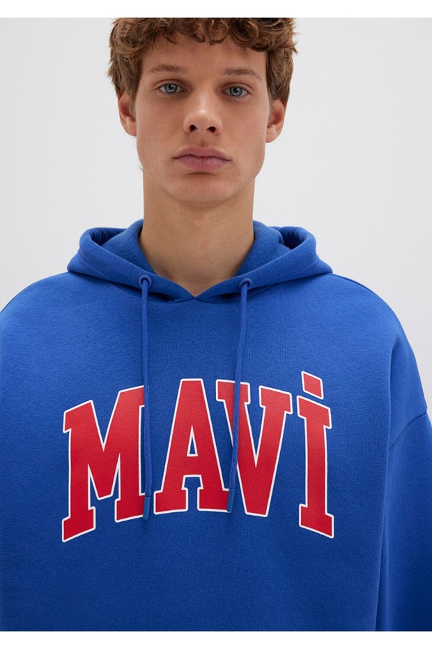 logo baskılı kapüşonlu oversiz sweatshirt - 4