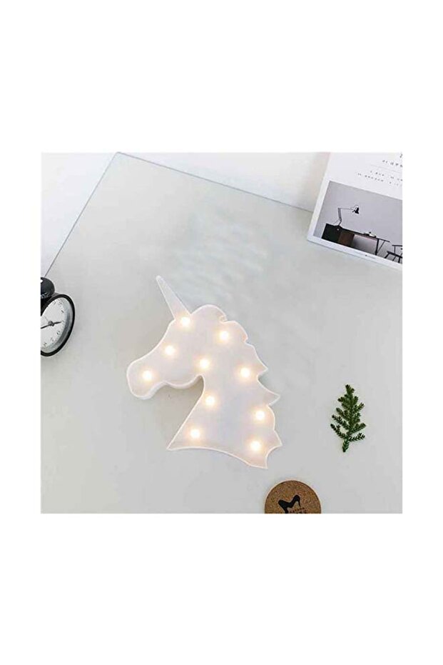 10 Pieces LED Unicorn Head Model Night Light White 30x23.5x3cm